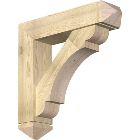 Olympic Arts And Crafts Rough Sawn Bracket W/ Offset Brace, Douglas Fir, 8W X 34D X 34H